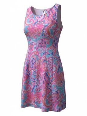 Lilly Pulitzer Pink & Aqua Paisley Sleeveless Fit-and-Flare Mini Dress